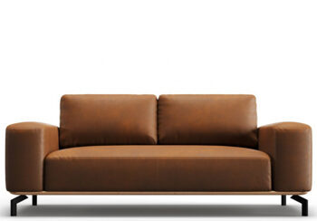 2 seater designer leather sofa "Marc" - Marron
