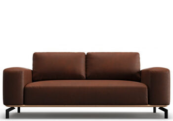 2 seater designer leather sofa "Marc" - Cognac