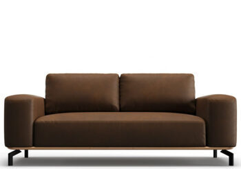 2 seater designer leather sofa "Marc" - dark brown