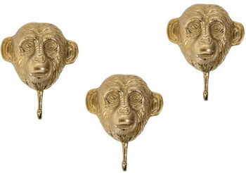 3er-Set Originelle, grosse Kleiderhaken „Three Apes“ (Ø 25 cm je Affe)