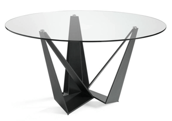 Table de salle à manger design ronde "Avantgarde" Ø 150 cm avec base en acier inoxydable noir