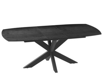 Extendable designer dining table "Phoenix" ceramic, titanium black - 160-200 x 100 cm