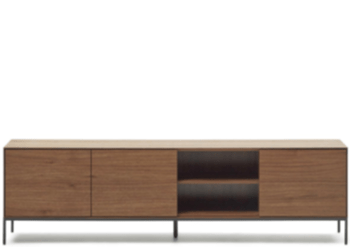 Design Lowboard „Valencia“ 195 x 55 cm - Nussbaum/Schwarz