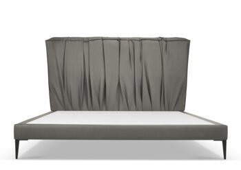 Design Ablagebett mit Kopfteil  „Yan Leder“ Grau