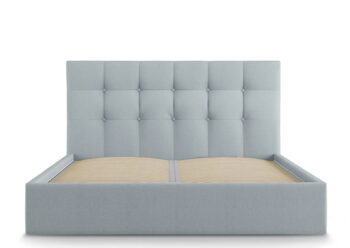 Design storage bed with headboard "Phaedra textured fabric" light blue