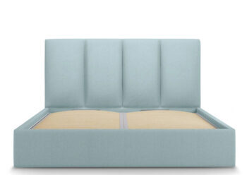 Design storage bed with headboard "Pyla textured fabric" light blue