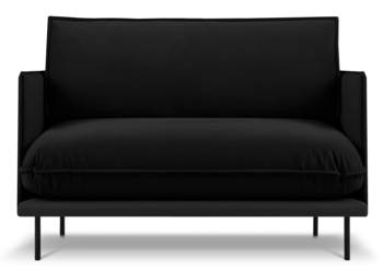 1.5 seater loveseat "Auguste" with velvet upholstery - Black