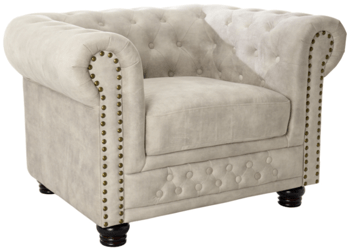 Design armchair "New Chesterfield" with velvet upholstery - Champagne