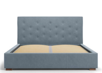 Design storage bed with headboard "Seri Velvet" Blue