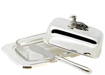 Butter dish "Duck" incl. butter knife - noble silver-plated and tarnish-protected