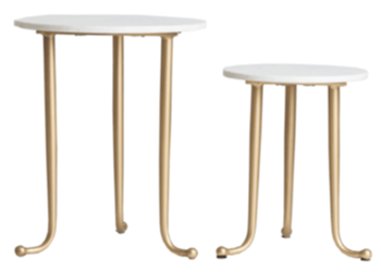 set of 2 design side tables "Tweng" with marble top