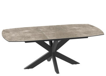 Table de salle à manger design extensible "Phoenix" en céramique, gris ciment - 160-200 x 100 cm