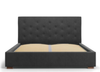Design storage bed with headboard "Seri Velvet" dark gray