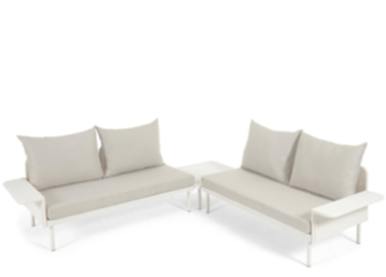 Ensemble de salon de jardin flexible "Zaltano" 300 x 300 cm - Blanc/gris clair