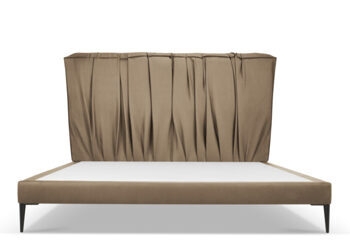 Design storage bed with headboard "Yan Leather" Brown