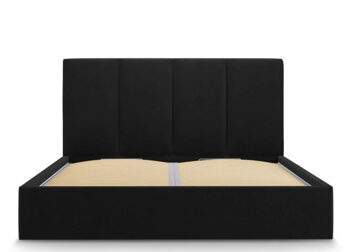 Design Ablagebett mit Kopfteil  „Pyla Samt“ Schwarz
