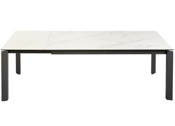 Extendable designer dining table "Phoenix" ceramic 180-240 x 95 cm - light marble look