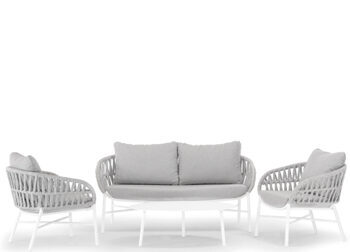 4-piece garden lounge set "Tahiti" - White / Light gray