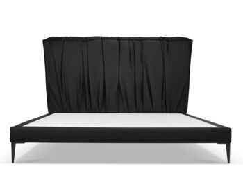 Design storage bed with headboard "Yan Leather" Black