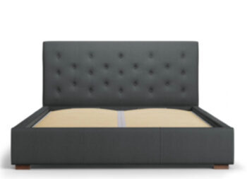 Design storage bed with headboard "Seri textured fabric" dark gray