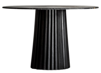 Handgefertigter Design Tisch „Plissé“ mit Marmor Tischplatte Ø 120 x/H 76 cm - Schwarz