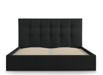 Design storage bed with headboard "Phaedra textured fabric" Black