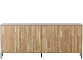 Buffet massif durable "New Lewison" 200 x 85 cm, 4 portes - Natural