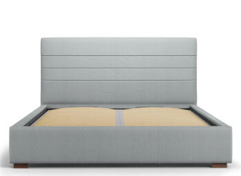 Design storage bed with headboard "Aranda textured fabric" light gray