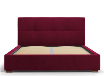 Design storage bed with headboard "Sage Velvet" Dark Red