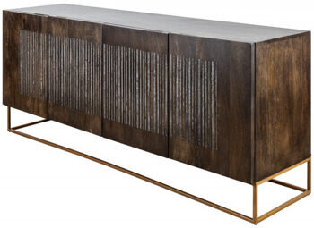 Solid wood sideboard "Onyx" refined with agate stone - 177 x 76 cm