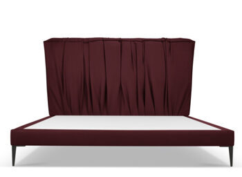 Design storage bed with headboard "Yan leather" burgundy colors