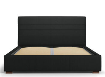Design Ablagebett mit Kopfteil  „Aranda Strukturstoff“ Schwarz