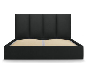 Design storage bed with headboard "Pyla Textured Fabric" Black