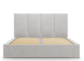 Design storage bed with headboard "Pyla Velvet" Light gray