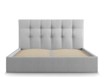 Design storage bed with headboard "Phaedra textured fabric" light gray
