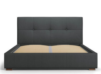 Design storage bed with headboard "Sage textured fabric" dark gray