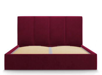 Design storage bed with headboard "Pyla Velvet" Dark Red