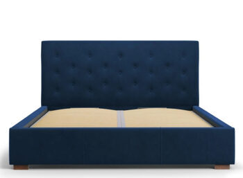 Design Ablagebett mit Kopfteil  „Seri Samt“ Königsblau