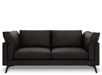 2 seater designer leather sofa "Camille" - graphite