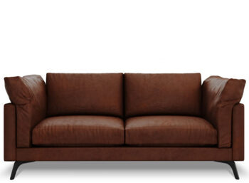 2 seater designer leather sofa "Camille" - Cognac