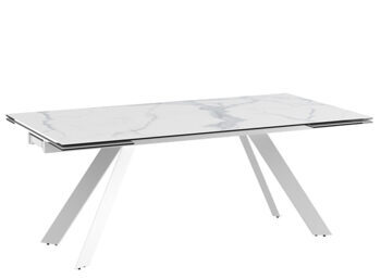 Extendable design garden table "Ontario Outdoor" ceramic, marble light / white 190-270 x 100 cm