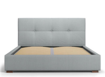 Design storage bed with headboard "Sage textured fabric" light gray