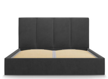 Design storage bed with headboard "Pyla Velvet" Dark gray