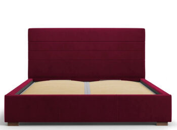 Design storage bed with headboard "Aranda" Dark red in velvet