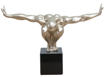 Handgefertigter Design Skulptur „Kliff Springer metallisch“ 42 x 29 cm