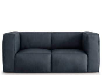 2 seater designer leather sofa "Muse" - dark blue