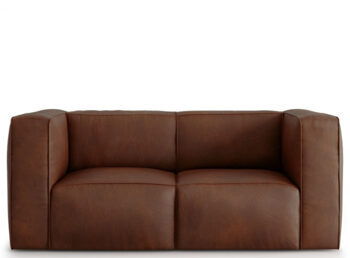 2 seater designer leather sofa "Muse" - Cognac