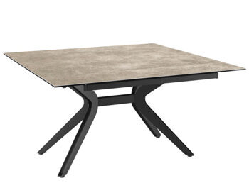 Extendable designer dining table "Fascination" ceramic, cement gray, 150-90 x 150 cm