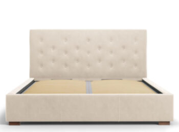 Design storage bed with headboard "Seri Velvet" Beige