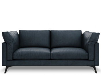 2 seater designer leather sofa "Camille" - dark blue